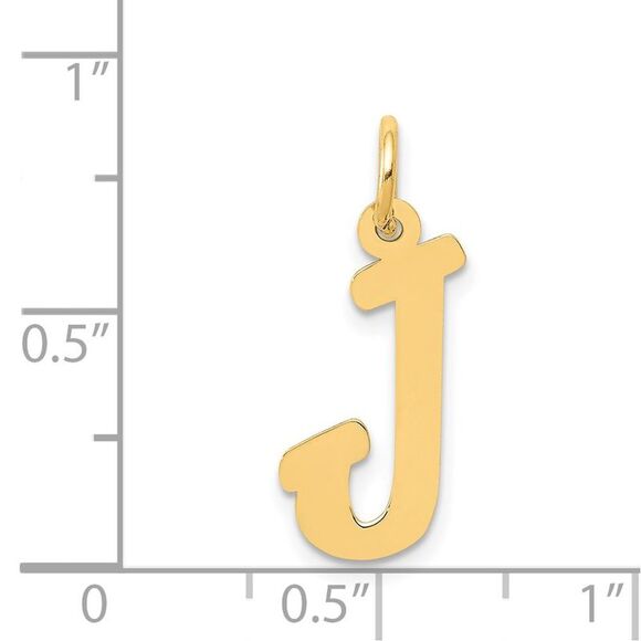 14k Yellow Gold, Madison Collection, Medium Script Initial J Pendant - Picture 4 of 5